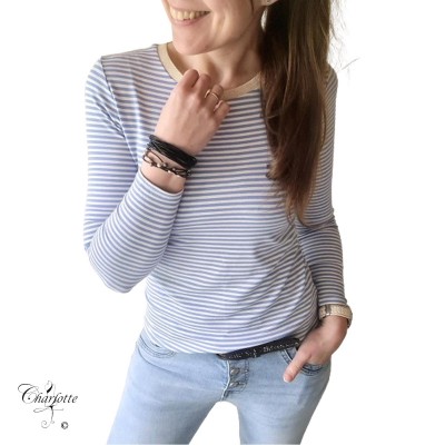 Stribet T-shirt Lyseblå - Vanting