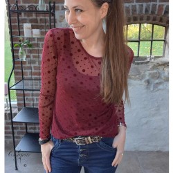 Gitte Mesh Bordeaux Dot - Ofelia